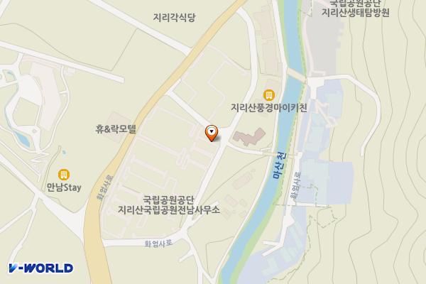 지리산국립공원 화엄주차장(구례) 위치 지도 — 전남광주통합특별시 구례군 마산면 화엄사로 368