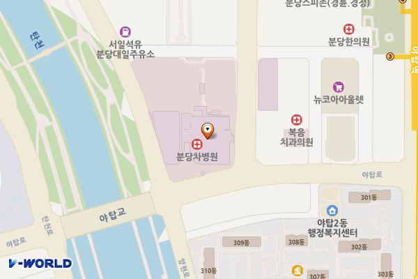 분당차병원 본관(성남) 위치 지도 — 경기도 성남시 분당구 야탑로 59