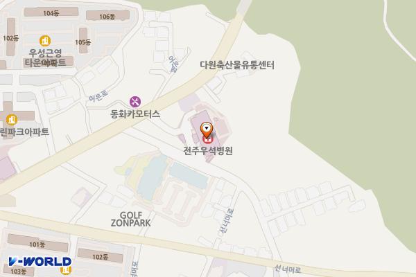 우석대학교부속 전주한방병원 위치 지도 — 전북특별자치도 전주시 완산구 어은로 46