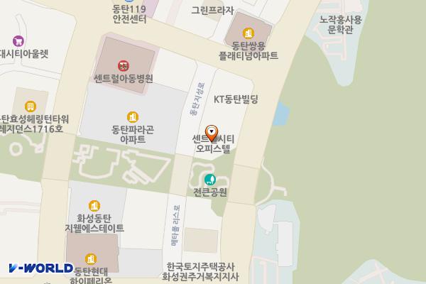 센트럴시티오피스텔(화성) 위치 지도 — 경기도 화성시 노작로 175