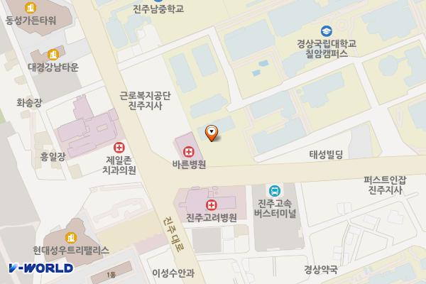 경상국립대학교 칠암캠퍼스(진주) 위치 지도 — 경상남도 진주시 동진로 33