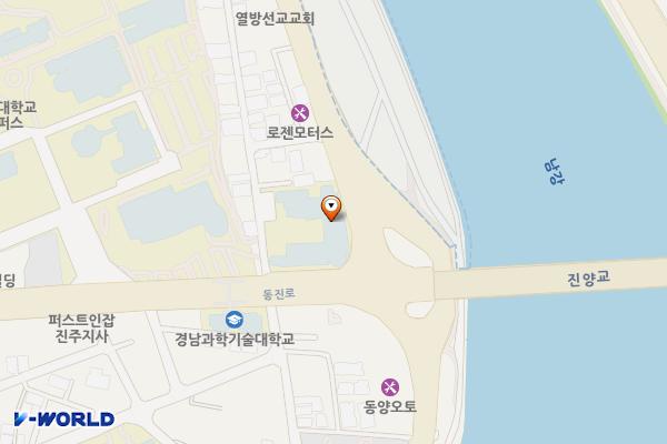 경상국립대학교 산학협력관(진주) 위치 지도 — 경상남도 진주시 동진로 55