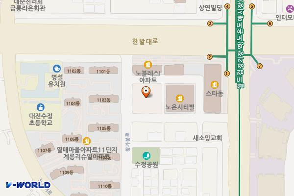 노은동PK빌딩(대전) 위치 지도 — 대전광역시 유성구 왕가봉로 30