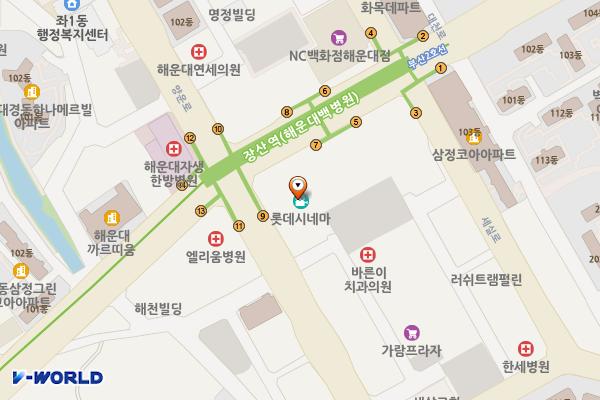 웅신시네아트(부산) 위치 지도 — 부산광역시 해운대구 해운대로 802