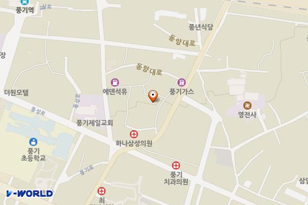 풍기읍서부리 공영주차장(영주) 위치 지도 — 경상북도 영주시 풍기읍 동양대로 7-9