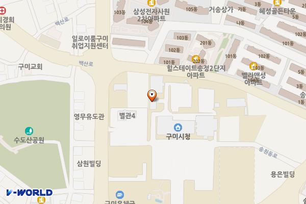 구미시청 주차장 위치 지도 — 경상북도 구미시 송정대로 55