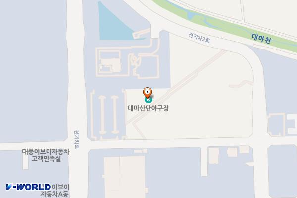 대마산업단지 야구장 주차장(영광) 위치 지도 — 전남광주통합특별시 영광군 대마면 전기차2로 195