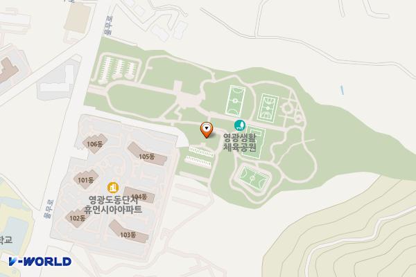 영광생활체육공원 탁구장주차장 위치 지도 — 전남광주통합특별시 영광군 영광읍 물무로 219