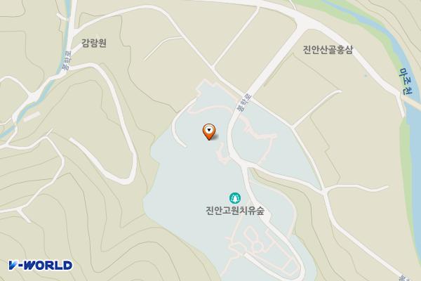 진안고원 치유숲 주차장 위치 지도 — 전북특별자치도 진안군 정천면 봉학로 171-22