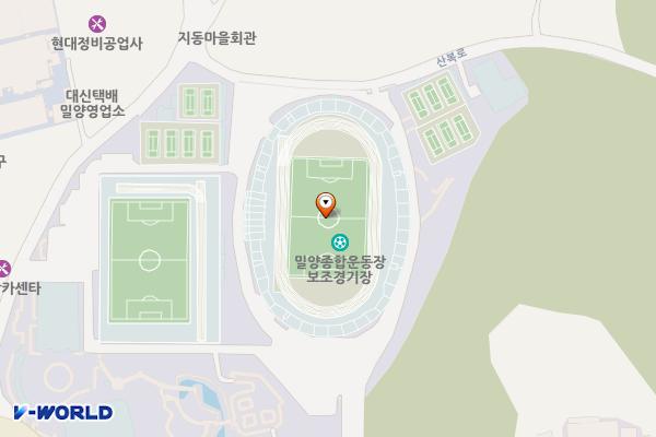 밀양 종합운동장 위치 지도 — 경상남도 밀양시 밀양대로 2057-21