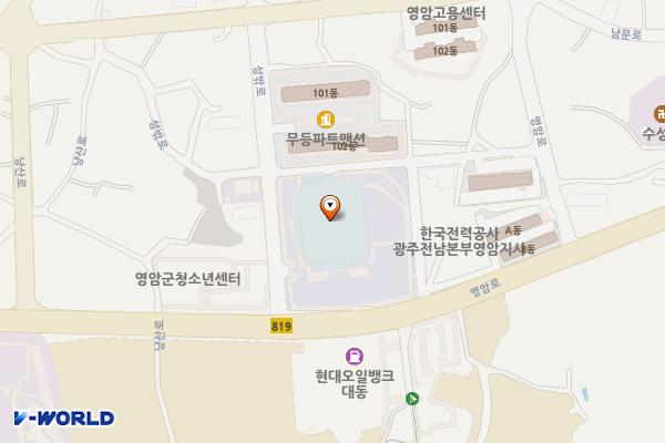 영암실내체육관 위치 지도 — 전남광주통합특별시 영암군 영암읍 영암로 1527