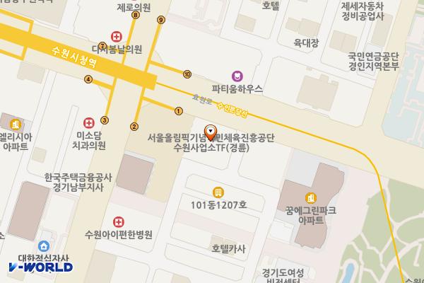 대원콤비프라자(수원) 위치 지도 — 경기도 수원시 팔달구 효원로 288