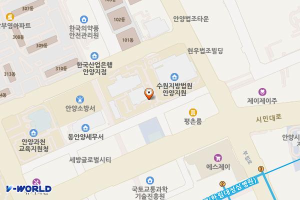 수원지방검찰청 안양지청 위치 지도 — 경기도 안양시 동안구 관평로212번길 52