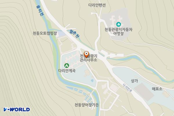 천동관광지(단양) 위치 지도 — 충청북도 단양군 단양읍 다리안로 534