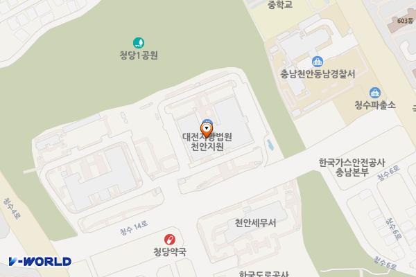 대전지방법원 천안지원 위치 지도 — 충청남도 천안시 동남구 청수14로 77