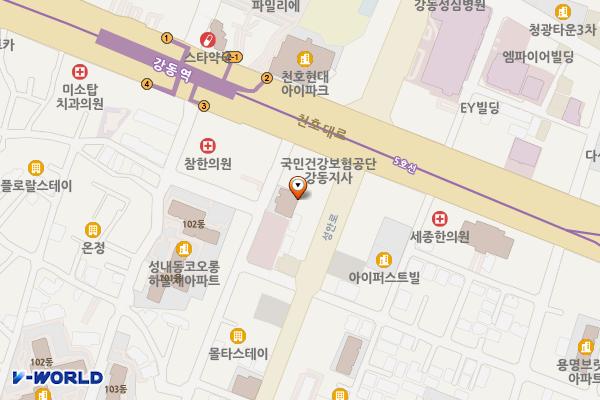 강동웨딩문화센터 위치 지도 — 서울특별시 강동구 천호대로 1102