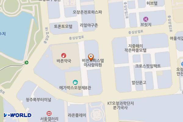 비전프라자(청주) 위치 지도 — 충청북도 청주시 청원구 오창읍 중심상업로 23