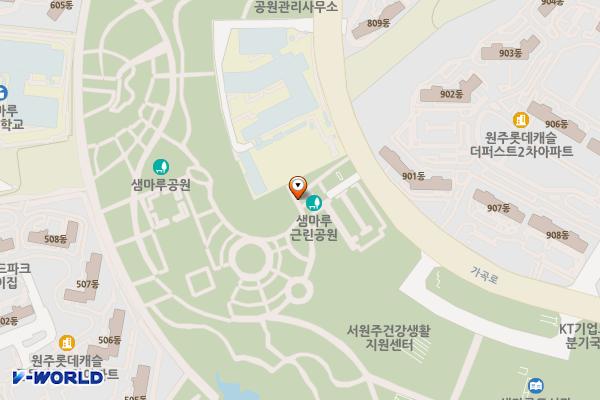 샘마루근린공원 공영주차장(원주) 위치 지도 — 강원특별자치도 원주시 지정면 가곡로 85