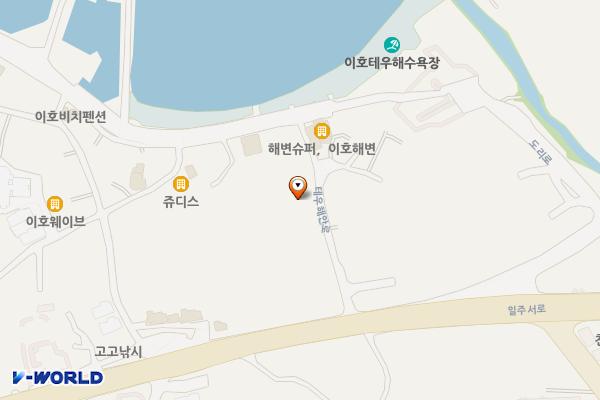 이호해수욕장 남측 공영주차장(제주) 위치 지도 — 제주특별자치도 제주시 테우해안로 174