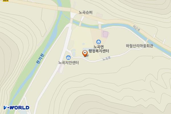 메나리 팜툰센터(삼척) 위치 지도 — 강원특별자치도 삼척시 노곡면 노곡로 13-27 (하월산리, 근덕초교 노곡분교)