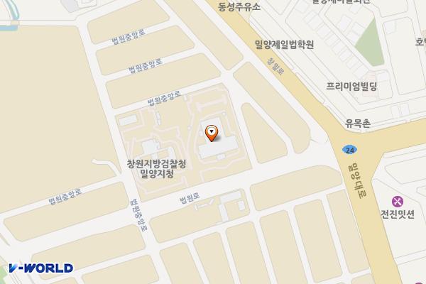 창원지방검찰청 밀양지청 위치 지도 — 경상남도 밀양시 밀양대로 1993-20