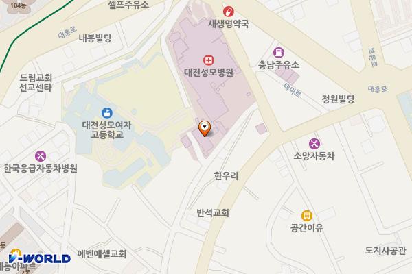 가톨릭대학교 대전성모병원 위치 지도 — 대전광역시 중구 대흥로 64