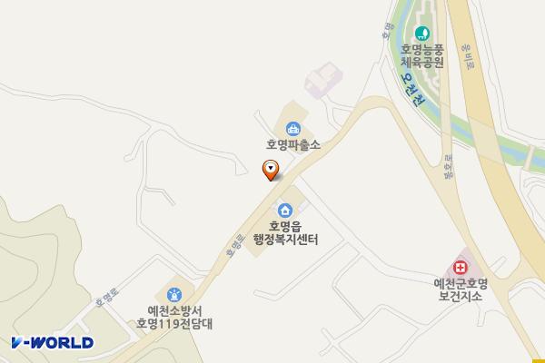 호명읍 건설창고 앞 주차장(예천) 위치 지도 — 경상북도 예천군 호명읍 호명로 545