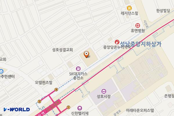 MG성남중부새마을금고빌딩 위치 지도 — 경기도 성남시 수정구 산성대로 223