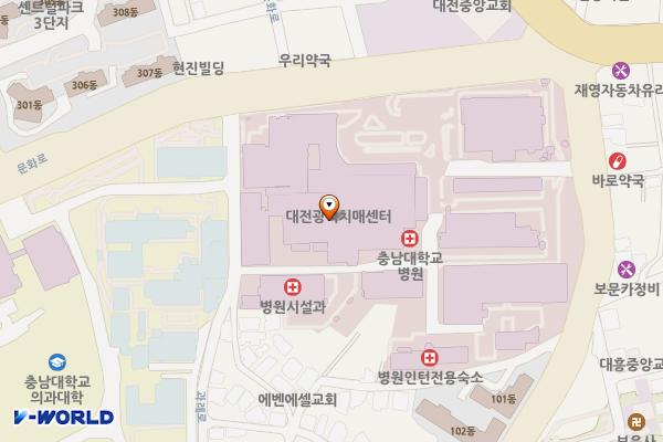 대전충남대학교병원 위치 지도 — 대전 중구 문화로 282 (대사동, 충남대학교병원)
