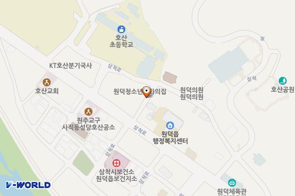 원덕읍 행정복지센터(삼척) 위치 지도 — 강원특별자치도 삼척시 원덕읍 호산리 243-1