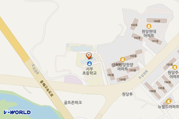 서부초등학교(삼척) 위치 지도 — 강원특별자치도 삼척시 오십천로 279 (원당동, 서부초등학교)