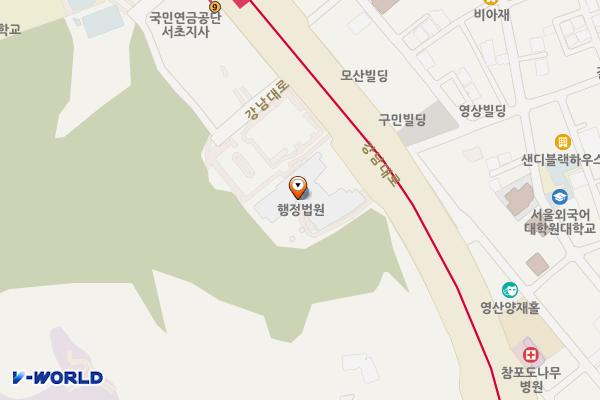 서울가정행정법원청사(서초) 위치 지도 — 서울특별시 서초구 강남대로 193