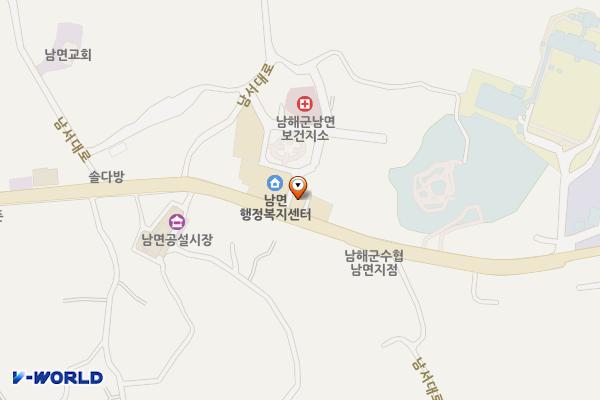 남해군 남면사무소 위치 지도 — 경상남도 남해군 남면 남서대로 778