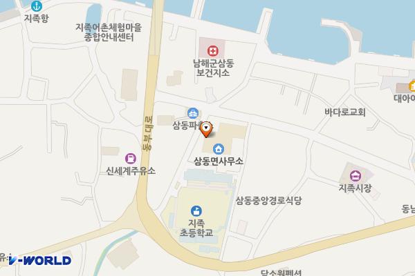 남해군 삼동면사무소 위치 지도 — 경상남도 남해군 삼동면 동부대로1876번길 12