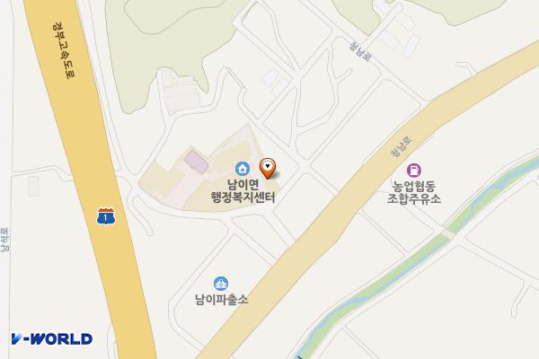 충북 청주시 남이면사무소 위치 지도 — 충청북도 청주시 서원구 남이면 척산길 7