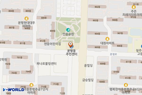 청주시 분평동 행정복지센터 위치 지도 — 충청북도 청주시 서원구 분평로 35