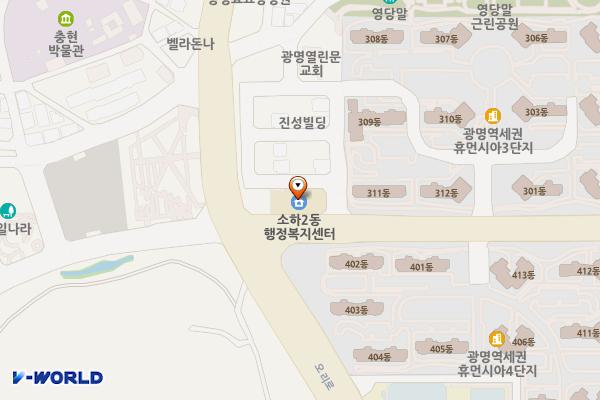 광명시 소하2동 행정복지센터 위치 지도 — 경기도 광명시 성채로 52