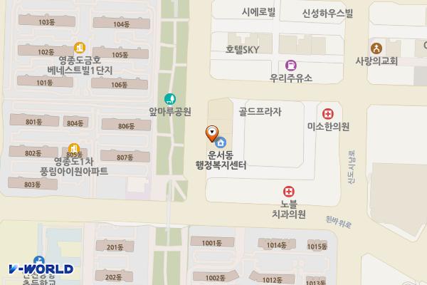 인천광역시 운서동 행정복지센터 위치 지도 — 인천광역시 영종구 흰바위로27번길 10