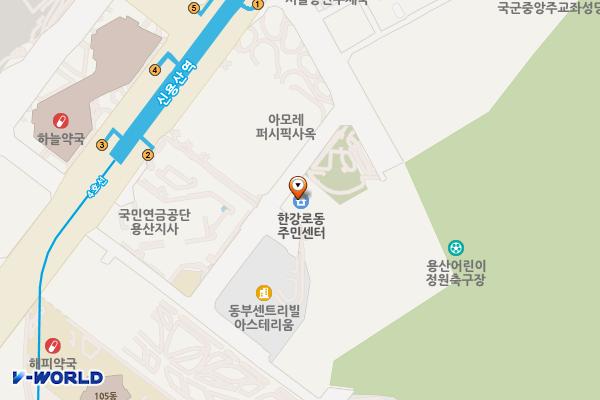 서울시 한강로동 주민센터 위치 지도 — 서울특별시 용산구 한강대로38길 28