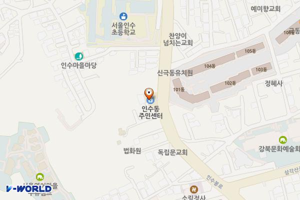 서울시 인수동 주민센터 위치 지도 — 서울특별시 강북구 인수봉로 255