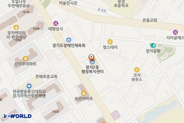 수원시 정자2동 행정복지센터 위치 지도 — 경기도 수원시 장안구 송정로24번길 34