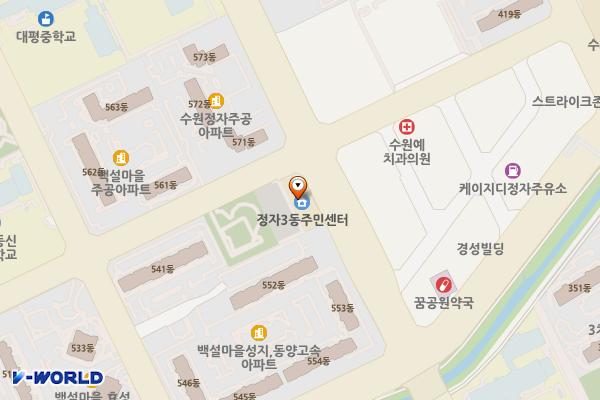 수원시 정자3동 행정복지센터 위치 지도 — 경기도 수원시 장안구 대평로 85