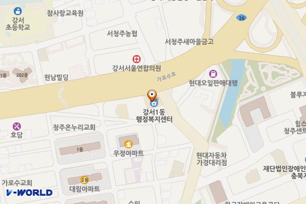 청주시 강서1동행정복지센터 위치 지도 — 충청북도 청주시 흥덕구 가로수로 1164
