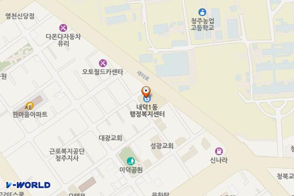 청주시 내덕1동 행정복지센터 위치 지도 — 충청북도 청주시 청원구 새터로 71 