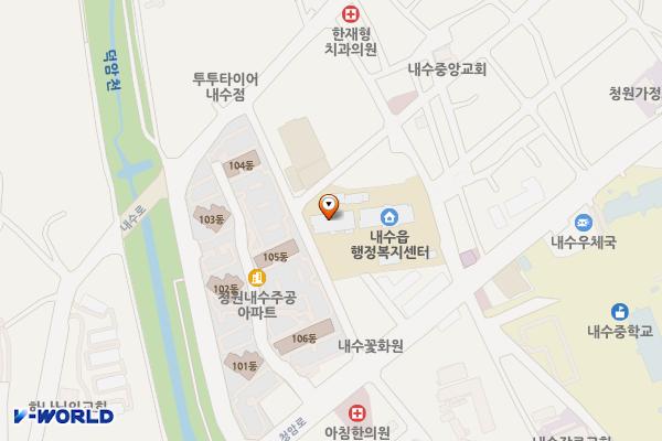 청주시 내수읍사무소 위치 지도 — 충청북도 청주시 청원구 내수읍 마산3길 49 