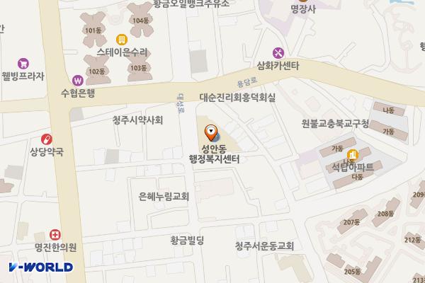청주시 성안동 행정복지센터 위치 지도 — 충청북도 청주시 상당구 대성로 72 