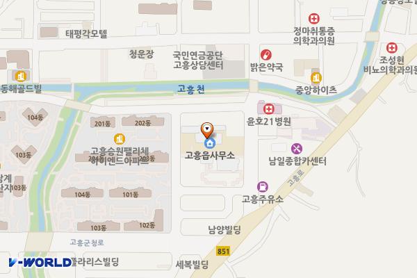 고흥군 고흥읍사무소 위치 지도 — 전남광주통합특별시 고흥군 고흥읍 터미널길 11 