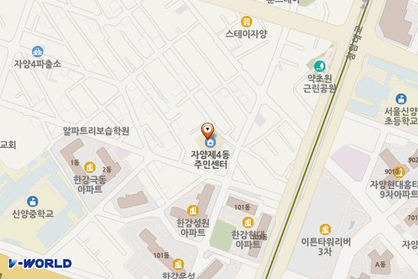 서울시 자양4동 주민센터 위치 지도 — 서울특별시 광진구 뚝섬로26길 58 