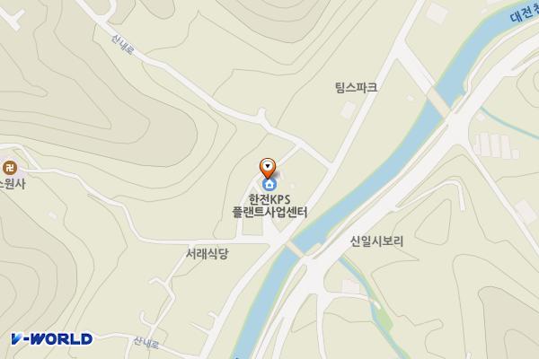 대전시 한전KPS 플랜트사업센터 위치 지도 — 대전광역시 동구 산내로 451