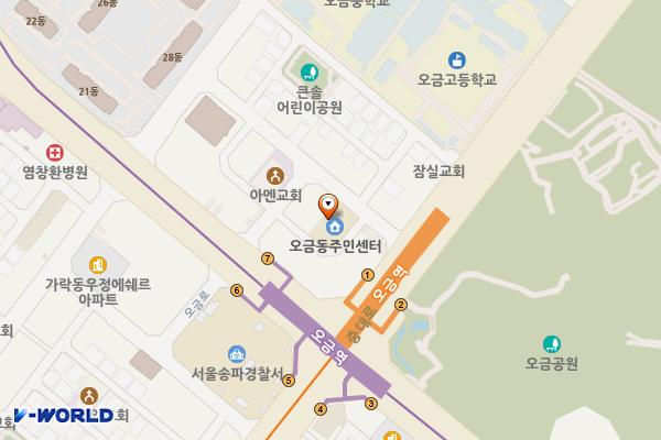 서울시 송파구 오금동주민센터 위치 지도 — 서울특별시 송파구 중대로 25길 5